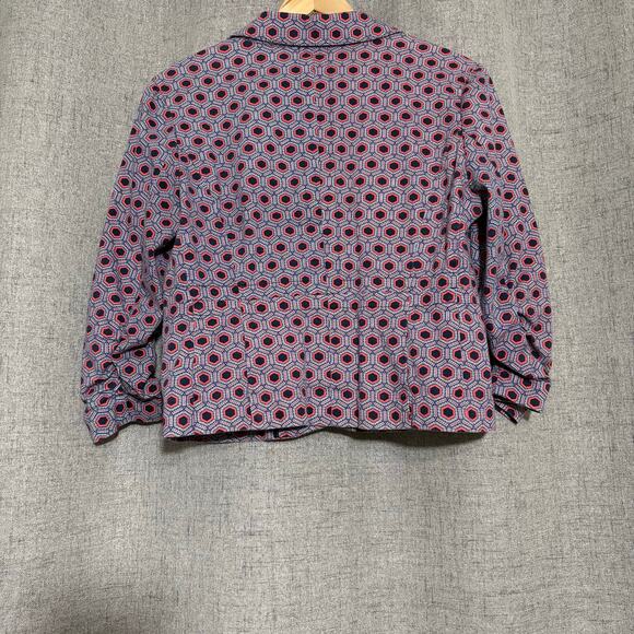 Ellen Tracy Jacket Women Medium Cotton‎ Box Jacket Pink Blue Career Office - Picture 2 of 9